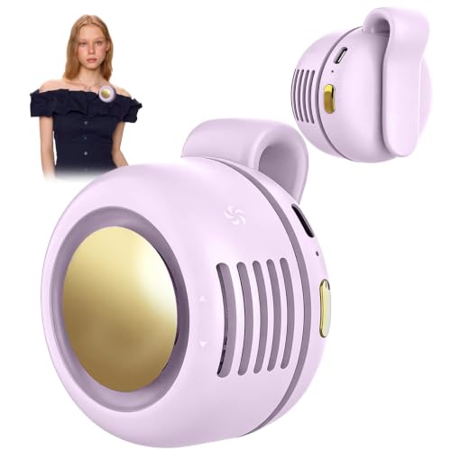 Portable Clip-On Fan, Mini USB Rechargeable 360° Rotatable Fan, 3-Speed Silent Mini Bladeless Fans - color: 1 pack(Purple)