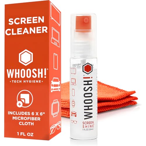 Whoosh Screen Shine Go Refillable Screen Cleaner Kit, 1 fl oz | TSA Approved for Travel, Streak Free Finish, For MacBook, Phone and Eyeglasses, Microfiber Cloth Included - size: 1 fl oz (Pack of 1)