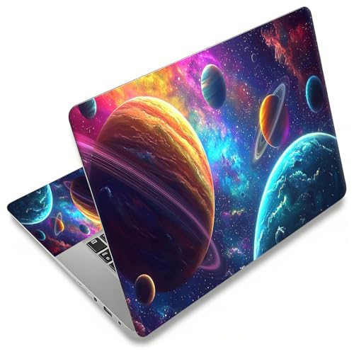 Laptop Skin Sticker for 12.1”-15.6“ Laptops (Fits 13”, 13.3”, 14”, 15”, 15.4”) | Protective Universal Reusable Vinyl Art Decal Cover | Waterproof & Scratch-Resistant-Colorful Planets Stars in Space - color: Colorful planets stars in space