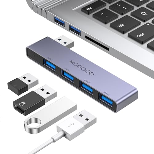 USB Hub for Laptop,MOGOOD USB Hub 3.0 USB Splitter Ultra-Slim Data USB Hub | [Charging Not Supported] Multi USB Port Expander USB Adapter Station for Laptop,Windows PC,Mac,Printer,Flash Drive,Mobile HDD - color: Grey-Left, size: Left Side Version