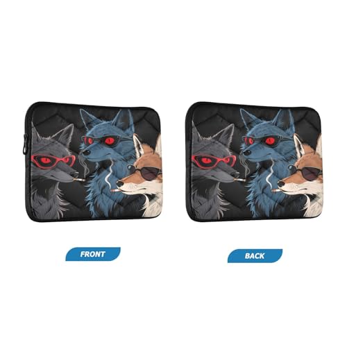 Cool Wolves Fox Black Padded Laptop Sleeve Case 13 Inch Soft Quilted Laptop Bag Waterproof Computer Sleeves - color: Cool Wolves Fox Black, size: Medium