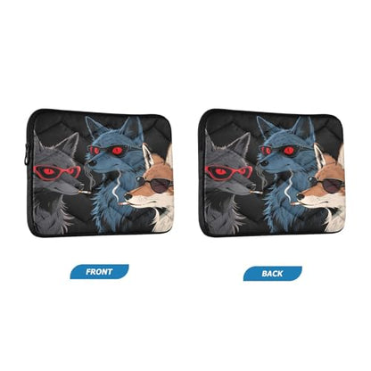 Cool Wolves Fox Black Padded Laptop Sleeve Case 13 Inch Soft Quilted Laptop Bag Waterproof Computer Sleeves - color: Cool Wolves Fox Black, size: Medium