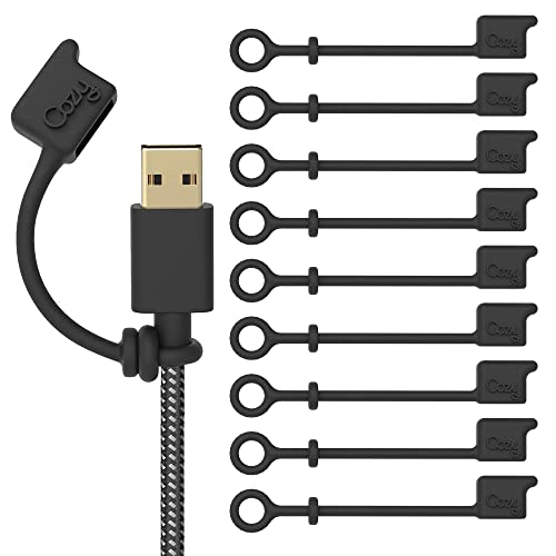 Cozy USB A Cable Caps, Dust Protection Covers with Tether, Travel Portable, Black, 10 Pack - color: USB-A (10) Black