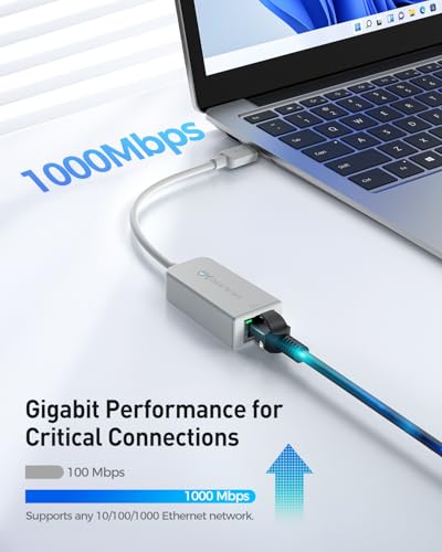 Cable Matters USB C to Ethernet Adapter, Gigabit Ethernet to USB C, Gray | 1000Mbps, PXE, MAC Clone, Thunderbolt to Ethernet Adapter, Compatible with MacBook Pro, XPS, Surface Pro - color: Gray, size: 1-Pack
