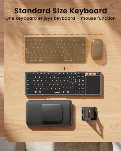 ProtoArc XK01 TP Foldable Keyboard with Touchpad, 0.65 in Keycaps, Gray | Multi-touch Trackpad, 88-key, Full Shortcut Row, 3-device Bluetooth 5.1 Switching, USB-C Charging for Mobile Productivity - color: Gray
