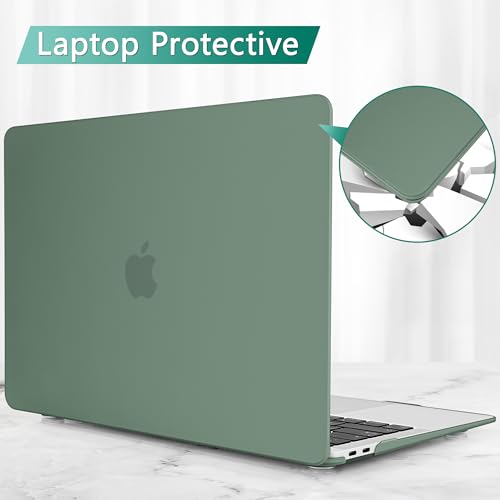 May Chen Compatible with New MacBook Air 13 inch Case 2021 2020 2019 2018 Release Model: M1 A2337 A2179 A1932, Plastic Hard Shell Case for MacBook Air 13 inch with Retina Display Fits Touch ID, Green - color: Green