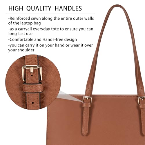 Laptop Bag for Women Waterproof Lightweight Leather 15.6 Inch Computer Tote Bag Business Office Briefcase Large Capacity Handbag Shoulder Bag Professional Office Work Bag | Waterproof Lightweight Leather Large Capacity Work Bag Business Office Briefcase D