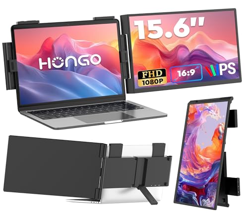 HONGO Laptop Screen Extender, 15.6" FHD 1080P Dual Monitor, Laptop Monitor Extender for 14"-16" Laptops, Second Screen with USB-C/HDMI Port, Plug n Play for Windows/Mac/Android/Switch/PS5 - style: A1-15.6" Dual