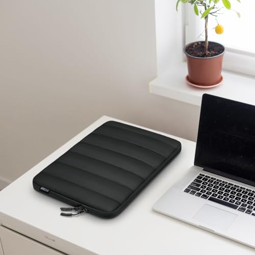 TECOOL Puffy Laptop Case 14 inch, Laptop Sleeve 14 inch for 14" Lenovo Thinkpad Ideapad HP EliteBook Pavilion Dell Chromebook, Protective Waterproof Sleeve 14 inch Computer Bag with Small Case,Black - color: Black, size: 14 Inch