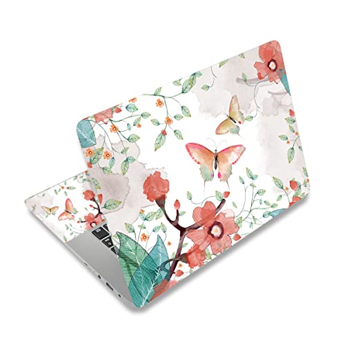 Laptop Skin Sticker,13.3 14 15 15.4 15.6 inch Laptop Skins,Universal Vinyl Decal,Dustproof Scratch Resistant Reusable Cover Protector with Free 2 Wrist Pads (Butterfly 2) - color: Butterfly 2
