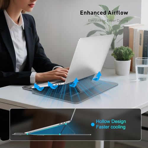 AboveTEK Portable Laptop Lap Desk w/Retractable Left/Right Mouse Pad, 2-in-1 Laptop Sleeve Case with Stand for 13-14 inch Laptops Grey
