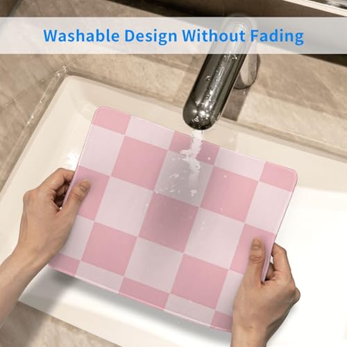 Pink Checkered Patter Gaming Computer Keyboard Cute Mouse Pad with Anti-fray Stitching, Premium-Textured Alfombrilla para Mouse with Non-Slip Rubber Base, 10 x 12 inch - color: Pink Checkered Patter