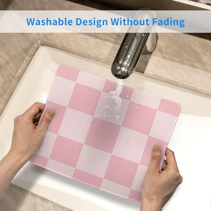 Pink Checkered Patter Gaming Computer Keyboard Cute Mouse Pad with Anti-fray Stitching, Premium-Textured Alfombrilla para Mouse with Non-Slip Rubber Base, 10 x 12 inch - color: Pink Checkered Patter