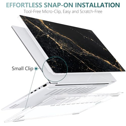 Batianda Creative Case for ASUS Zenbook 14 OLED 2024 2025,Black Gold Marble | Model UX3405×× / UM3406××, Slim Plastic Hard Shell, Artistic Designs, Ultra-Thin Lightweight Laptop Case - color: Black Gold Marble