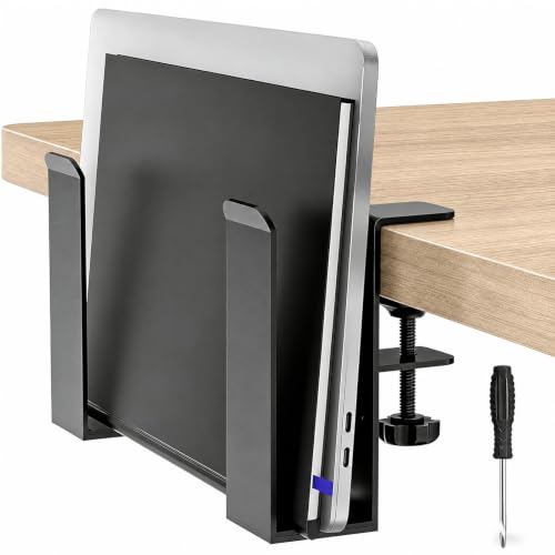 Desk Side Laptop Mount,Metal Hanging Adjustable Side Laptop Mount,No Drilling Siding Table Organizer for Office Home Tablets, Documents With Anti-Scratch,Metal Hanging Notebooks Holder