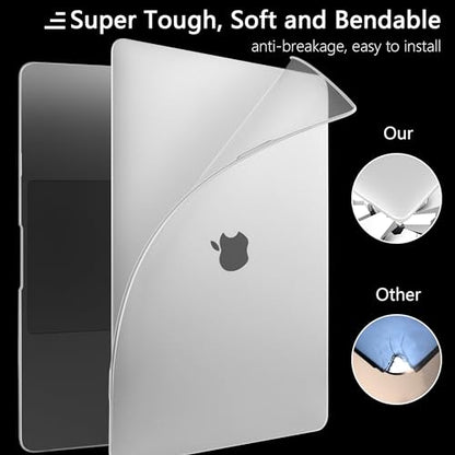 Batianda Matte Ultra-Thin MacBook Pro 13 inch Case 2022 2020 Release Model A2338 M1 M2 A2251 A2289 Fingerprint-Resistant, Precision Fit, Durable with TPU Keyboard Cover and OTG Adapter,Translucent - color: Translucent