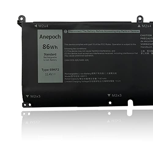 69KF2 Laptop Battery Replacement for Dell XPS 15 9500 Alienware M15 R3 R4 M17 Precision 5550 Series Notebook 8FCTC 070N2F 08FCTC 70N2F 11.4V 86Wh 7167mAh 6-Cell