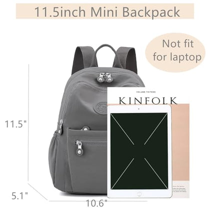 Tanweibago Mini Nylon Women Backpacks,11L Small Ladies backpacks Casual Lightweight Women Shopping Travel Daypack (Gray) - color: Light Gray