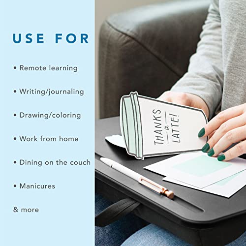 LapGear Compact Lap Desk - Black - Fits up to 13.3 Inch Laptops - Style No. 43108 & Home Office Lap Desk with Device Ledge, Mouse Pad, and Phone Holder - Oakwood - Fits up to 15.6 Inch Laptops
