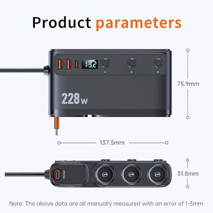 Cigarette Lighter Adapter with 45W Retractable Car Charger Fast Charging | 45W USB C Car Accessories 3 Socket Heavy Duty Truck Car Plug Outlet Splitter Fast Charging 12V/24V Multi Port for Car Devices