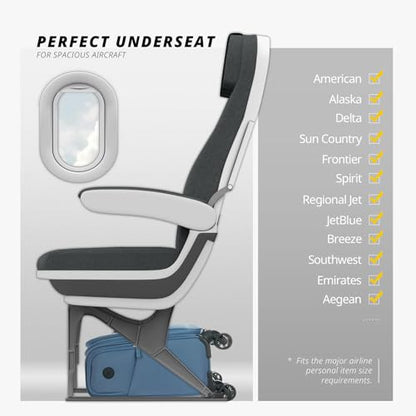 Verage Underseat Carry On Luggage with Wheels,14-Inch,Coast Blue | Personal Item Bag,Airline Approved, Laptop Compartment, USB Charging Port - color: Coast Blue, size: 14-Inch Compact Underseat
