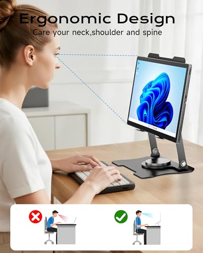 Ofive 360 Rotatable Tablet/Laptop Stand for Desk, Ergonomic Adjustable Height Laptop Riser, Heavy Duty Steel Tablet Stand Holder