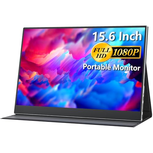cocopar Portable Monitor 15.6 Inch 1080P FHD 60Hz 85% sRGB Travel Monitor with Speaker HDMI USB-C Second Screen for Laptop MacBook Surface PC Xbox PS4/5, VESA Mountable, with Full Cover Stand - size: 15.6 Inch