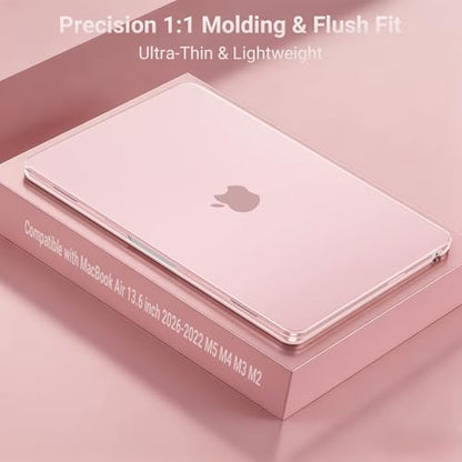 MOSISO Compatible with MacBook Air 13 inch Case M5 2026 M4 M3 M2 2025-2022 | A3449 A3240 A3113 A2681, Hard Shell&Keyboard Cover&Screen Film&Pouch for MacBook Air 13.6 inch Case, Baby Pink - color: Baby Pink