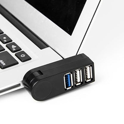 270° Rotatable USB Hub, 4-Port Compact Portable USB Splitter, USB 3.0 & 2.0 Dock for Laptop, PC, Notebook, Black/White