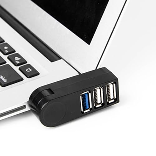 270° Rotatable USB Hub, 4-Port Compact Portable USB Splitter, USB 3.0 & 2.0 Dock for Laptop, PC, Notebook, Black/White