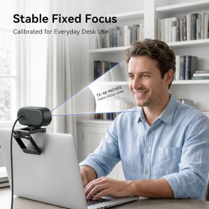 EMEET C100 2K Webcam for PC, Built-in Mic, Rotating Privacy Cover, Portable Metal Clip, Computer Camera for Home Office, Meetings, Learning, Streaming, External Webcam for Desktop, Laptop, PC USB-A - style: Crisp 2K w/ Portable Metal Clip