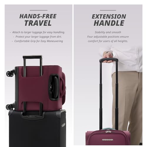 Verage Underseat Carry On Luggage with Wheels,14.5-Inch Plus Underseat | Personal Item Bag,Airline Approved, Laptop Compartment, USB Charging Port - color: Grape red, size: 14.5-Inch Plus Underseat