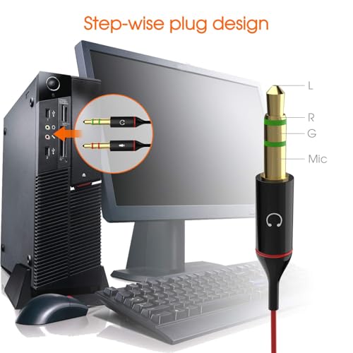 Headphone Splitter 3.5mm, Audio Splitter 2 Female to 1 Male, Y Splitters Cable for Headset Xbox PS4 Headset Microphone Computer Gaming Speaker PC Laptop, Red - color: Red