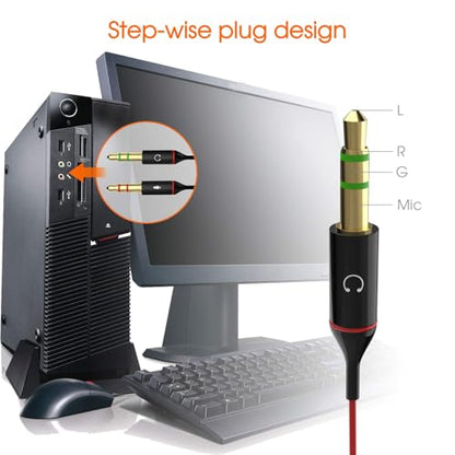 Headphone Splitter 3.5mm, Audio Splitter 2 Female to 1 Male, Y Splitters Cable for Headset Xbox PS4 Headset Microphone Computer Gaming Speaker PC Laptop, Red - color: Red