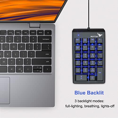 Mechanical Numeric Keypad, 22-Key USB Numpad for Laptop with LED Backlight | For Desktop Computers, Accounting, Spreadsheets, and Data Entry, Adding Convenient Number Input without Taking Desk Space