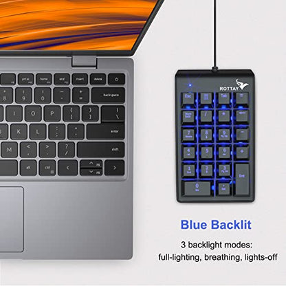 Mechanical Numeric Keypad, 22-Key USB Numpad for Laptop with LED Backlight | For Desktop Computers, Accounting, Spreadsheets, and Data Entry, Adding Convenient Number Input without Taking Desk Space