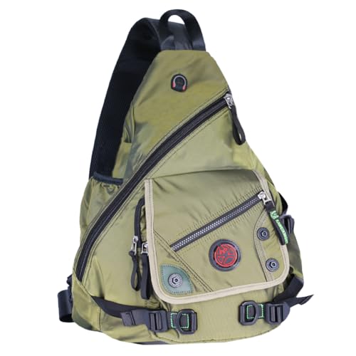 Large Sling Bag Laptop Backpack Cross Body Messenger Bag Shoulder Travel Rucksack (A-Green) - color: A-green
