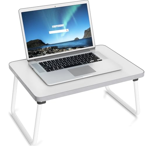 Foldable Lap Desks Laptop Tray for Bed or Couch | Portable Breakfast Serving Tray with Folding Legs, Lightweight Mini Table, Laptop Stand for Working/Reading/Writing, White - color: Cream White