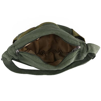 Large Canvas Messenger Bag with Multiple Pockets for Men and Women, Crossbody Shoulder Tote Hobo Laptop Bag - color: 6 - Navyblue