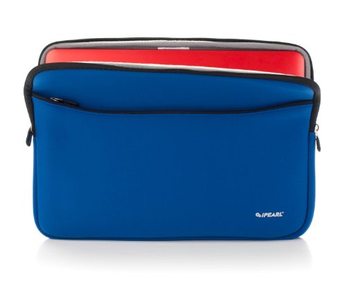 13-inch Soft Neoprene Sleeve Case for MacBook & UltraBook Laptop (Built-in External Pocket) - Blue