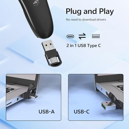 Presentation Clicker with Case Storage: PowerPoint Wireless Presenter Remote USB Type C Rechargeable Red Laser Pointer Clickers for Computer Project Mac PPT Slideshow Google Slide Advancer - style: Red Laser