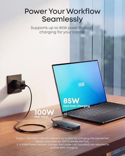 Anker Nano Laptop Docking Station Dual Monitor,8-in-1 USB C Hub for Windows | Dual 4K@60Hz HDMI Dock, 10Gbps USBC & USBA Data Ports, 85W PD, SD/TF Card Reader, for Dell, Lenovo, HP (Charger Not Included)