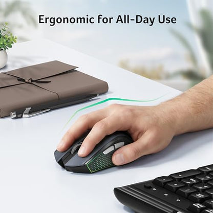 acer Wireless Mouse for Laptop, 2.4GHz Computer Mouse 5 Adjustable DPI Office Cordless USB Mice with USBA Receiver, 6 Buttons, 4000 DPI, Medium to Large Sized Hands Compatible with PC, Laptop, Desktop