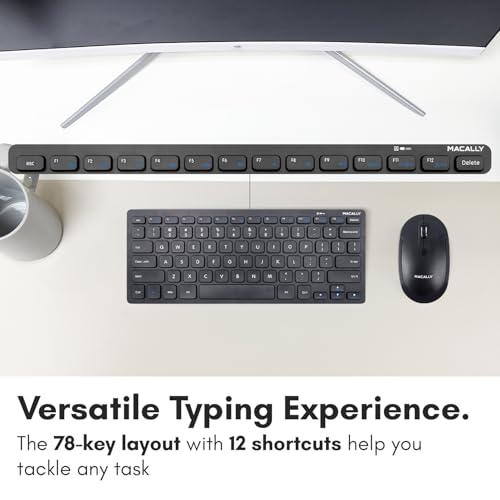 Macally Small Wireless Keyboard and Mouse Combo - Quiet Productivity Duo - 2.4G Wireless Compact Keyboard and Mouse for PC - 78 Key Mini Keyboard and Mouse with Slim Body, Click Buttons, & 3 DPI Modes - color: Black