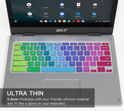 Colorful Keyboard Cover for Acer Chromebook Spin 311 714 C733 CP311 512/Chromebook 11 CB3-131 CB3-132 CP311 C738T CB5-132T/Chromebook Spin 713 CP713 R13 CB5-312T/Acer Chromebook 14 15.6", Rainbow - color: Rainbow