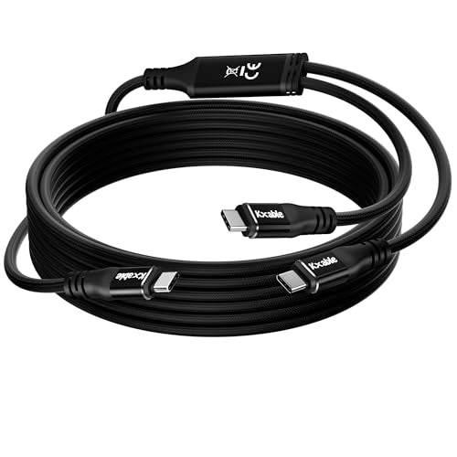 2-in-1 USB C to USB C Cable 6FT, USB-C to Dual USB-C Fast Charging Cable, 140W Max, Braided Type C Splitter Cable, Compatible with iPhone 17 / 16 / 15 Series, MacBook Air/Pro, Galaxy S25 and More - size: 6FT