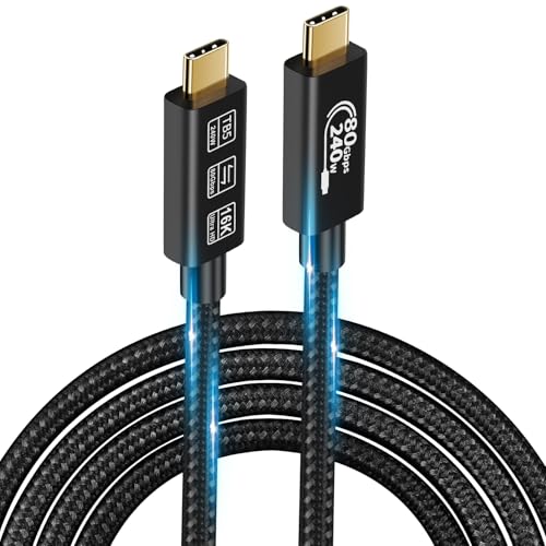 USB4 Thunderbolt 5 Cable - 240W Charging, 80Gbps Data, 2m Length - USB C to USB C, for Hub, Dock, Laptops, Monitors (TB5 80G 240W 2M) - size: TB5 80G 240W 2M