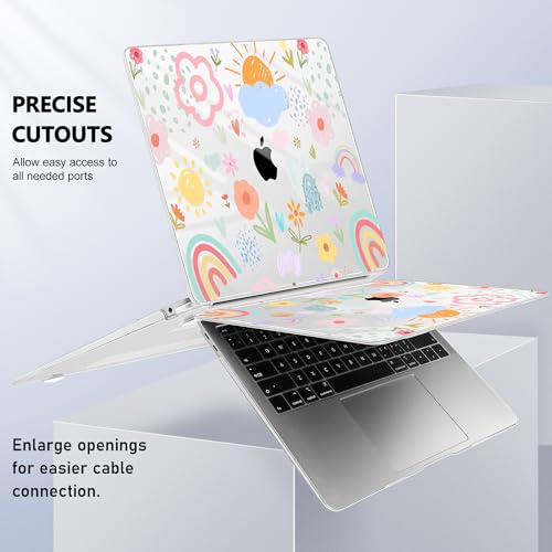 May Chen Compatible with MacBook Air 13 inch Case 2022 2021, 2020-2018 Release Model: M1 A2337 A2179 A1932, Plastic Hard Shell Case Cover for Mabook Air 13 inch with Retina Dispaly, Rainbows Flowers - color: Rainbows flowers