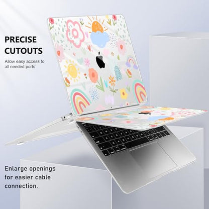 May Chen Compatible with MacBook Air 13 inch Case 2022 2021, 2020-2018 Release Model: M1 A2337 A2179 A1932, Plastic Hard Shell Case Cover for Mabook Air 13 inch with Retina Dispaly, Rainbows Flowers - color: Rainbows flowers