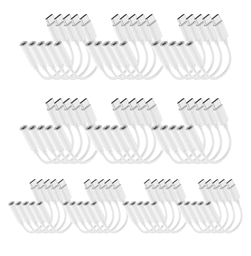 50 Pack USB C to 3.5mm Headphone Jack Adapter for iPhone 17/16/15/Pro Max/Plus, Type C Aux Audio Dongle Cable Cord Compatible with iPad, Samsung Galaxy S25/24/S23/S22/S21, MacBook-White - color: White, size: 50 Pack